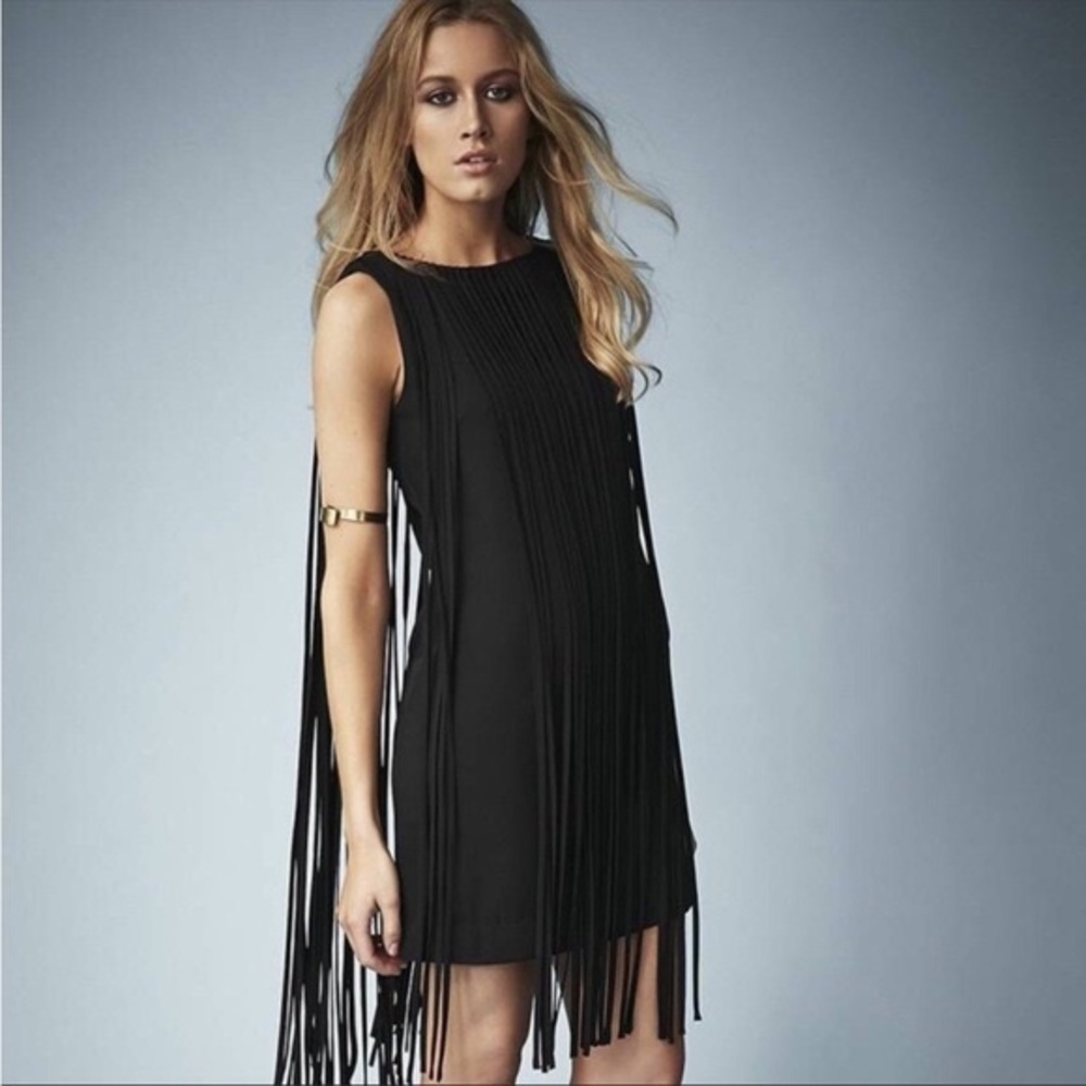 NWT Kate Moss Topshop Black Fringe Dress